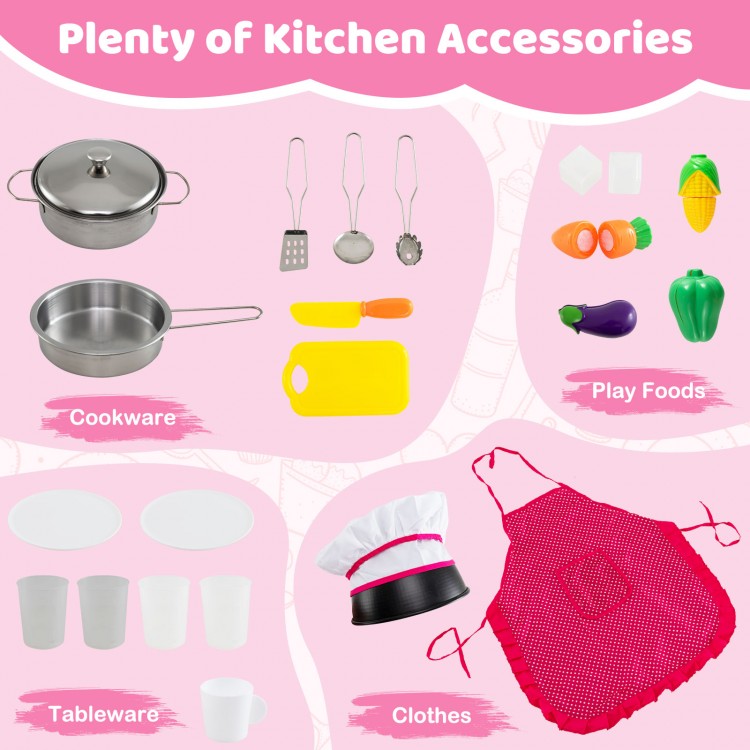Wooden Kitchen Playset with Lights and Sounds for Ages 3+