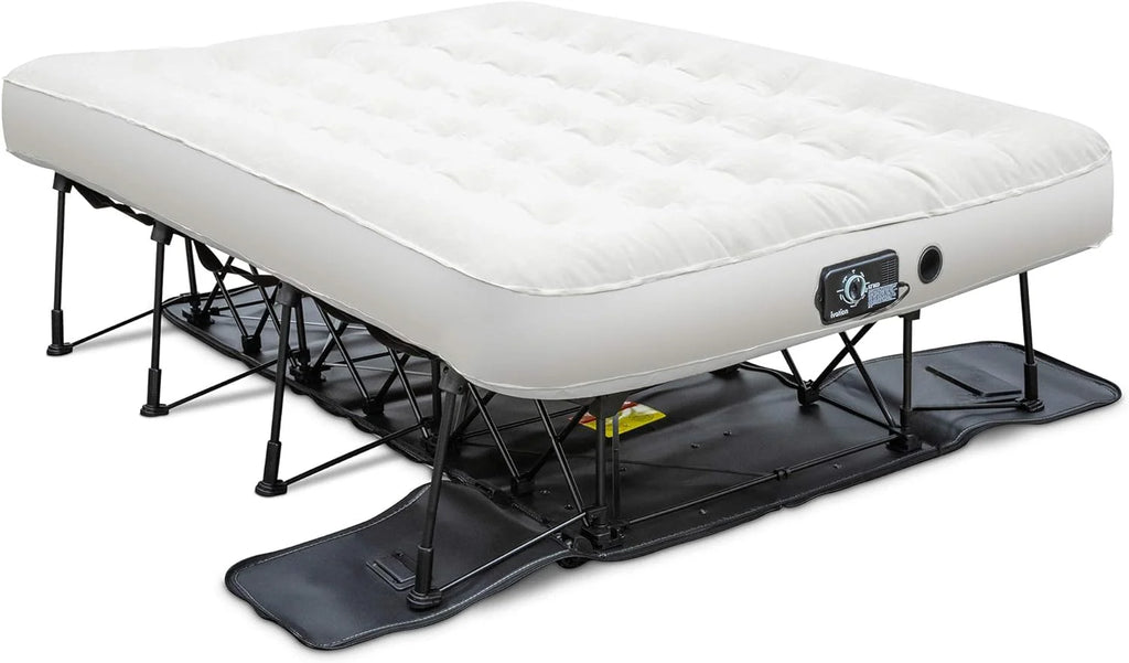 Ivation EZ-Bed (King) Air Mattress with Frame & Rolling Case, Self Inflatable, Blow Up Bed Auto Shut-Off, Comfortable Surface AirBed, Best for Guest, Travel, Vacation, Camping