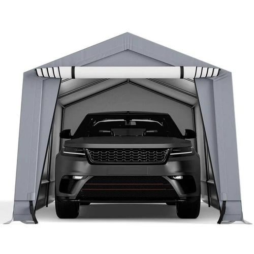 10 x 16 FT Outdoor Heavy-Duty Metal Carport Portable Garage Car Canopy with 2 Removable Doors