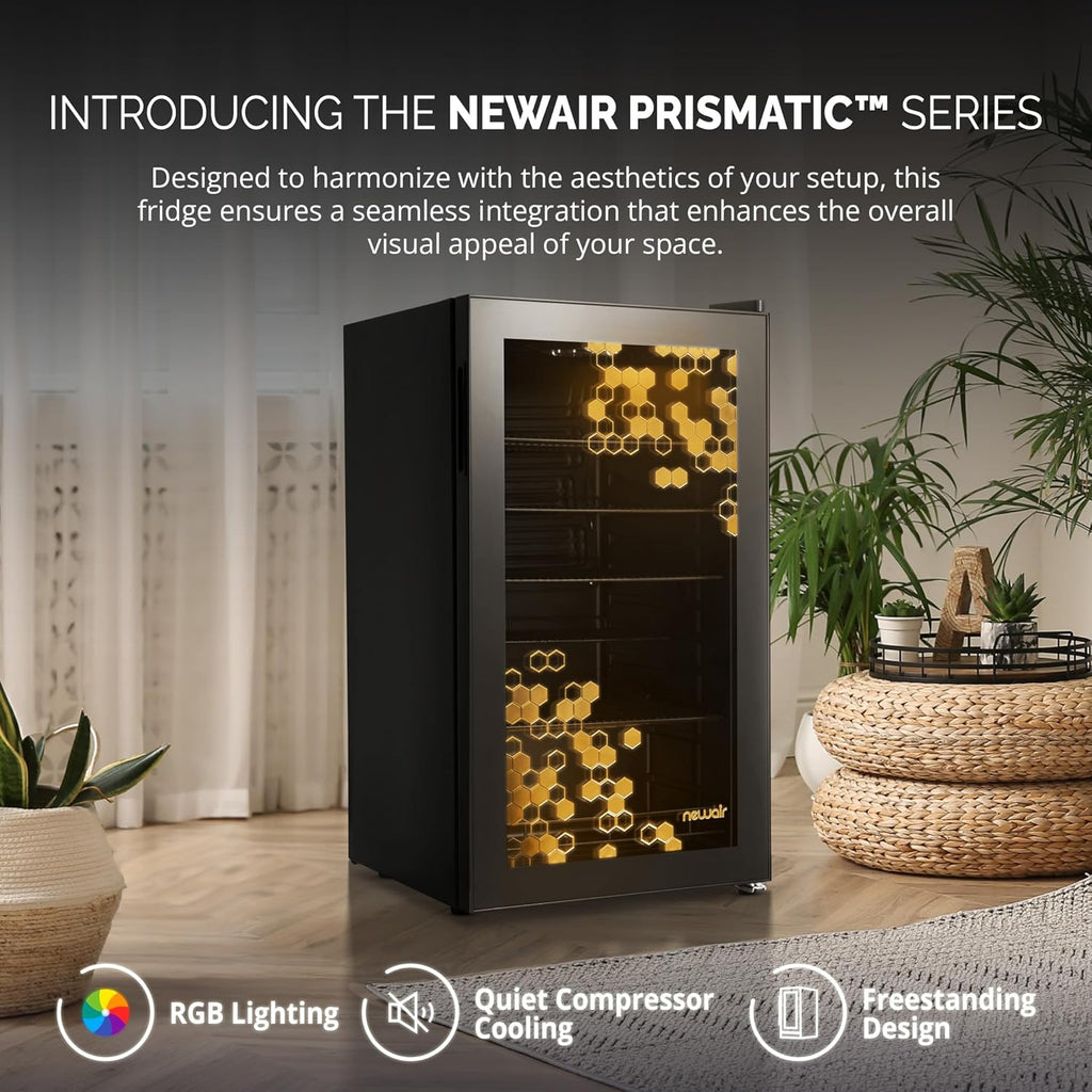 Beverage Refrigerator Cooler | 126 Cans Free Standing with Right Hinge Glass Door | Mini Fridge Beverage Organizer Perfect For Beer, Wine, Soda, And Cooler Drinks