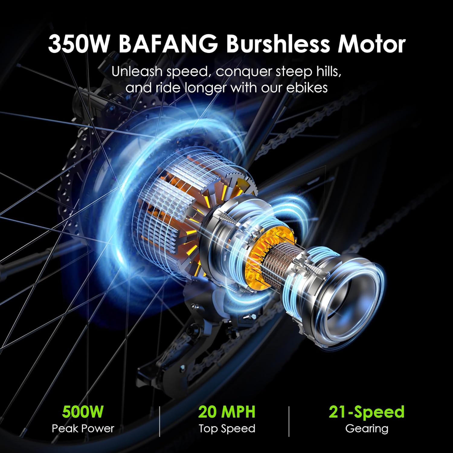 Adult Electric Bike, 350W BAFANG Motor (500W Peak), 4A 3H Fast Charging, 468Wh Li-Ion Battery, 21 Speed Gears, Air Saddle, 45 Miles 20 MPH 26" Mountain Bike Electric Bike, ANSI/CAN/UL2849 Compliant