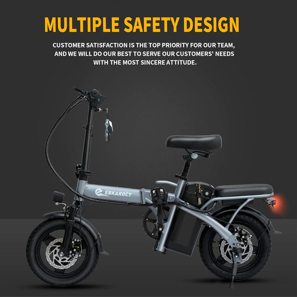 Ebikes for Adults, 400W Motor 22MPH Max Speed, 14�� Tire, 48V 15AH Removable Battery for Electric Bike, Multi-Shock Absorption, City Commuter, Foldable Adult Electric Bicycles