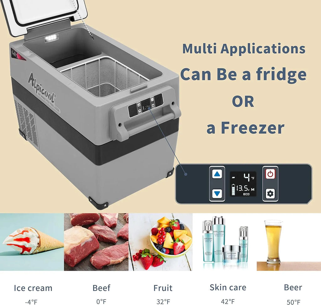 CF45 Portable Refrigerator 12 Volt Car Freezer 42 Quart Mini Fridge Freezer (-4��C~68��C) for Truck, RV, Vehicle, Travel, Outdoor -12/24V DC