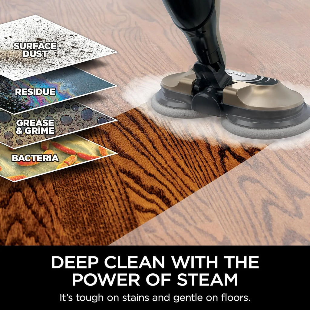 Shark Steam & Scrub Mop, Gold – 3 Steam Modes, LED Headlights, 4 Washable Pads, For Sealed Hard Floors