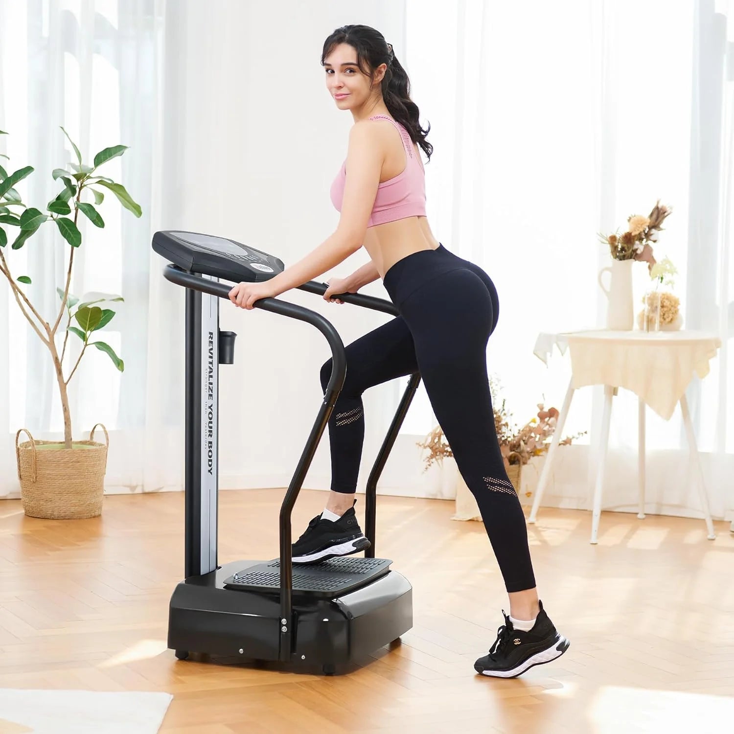 Whole Body Vibration Plate, 500W Vibration Plate Exercise Machine with 99 Levels 3 Preset Modes & 2 Resistance Bands, Training Fitness Vibration Platform Machine for Home Gym with 330lb Capacity