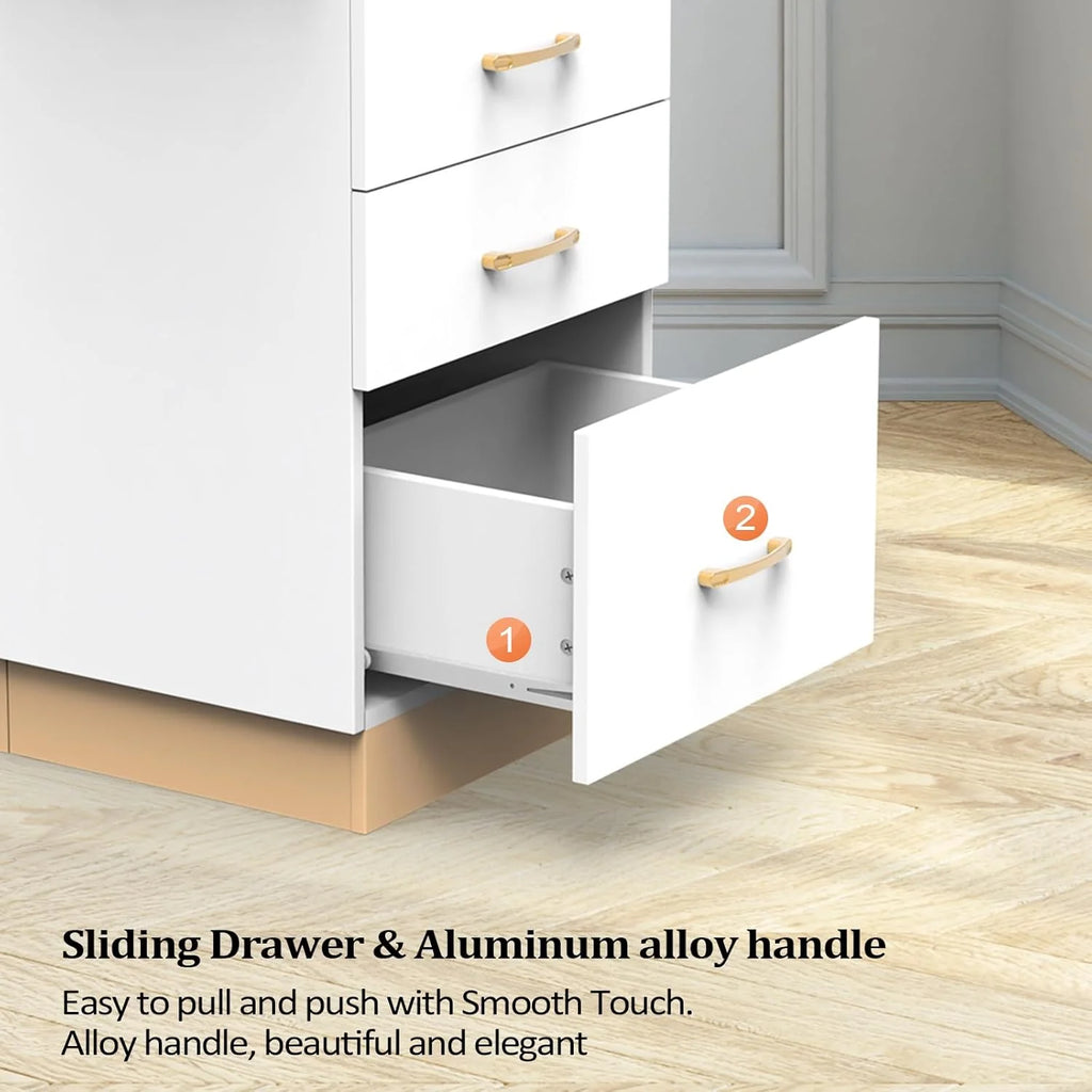 OmySalon Salon Storage Station, Barber Stations Beauty Salon Spa Equipment with 3 Drawers, a Storage Basin, 3 Hair Dryer Holders for Hair Styling, White Gold