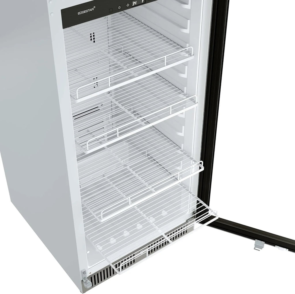 EdgeStar VBM101 22" Wide 10.1 Cu. Ft. Commercial Beverage Merchandiser �C Stainless Steel, Temp Alarm, Reversible Door