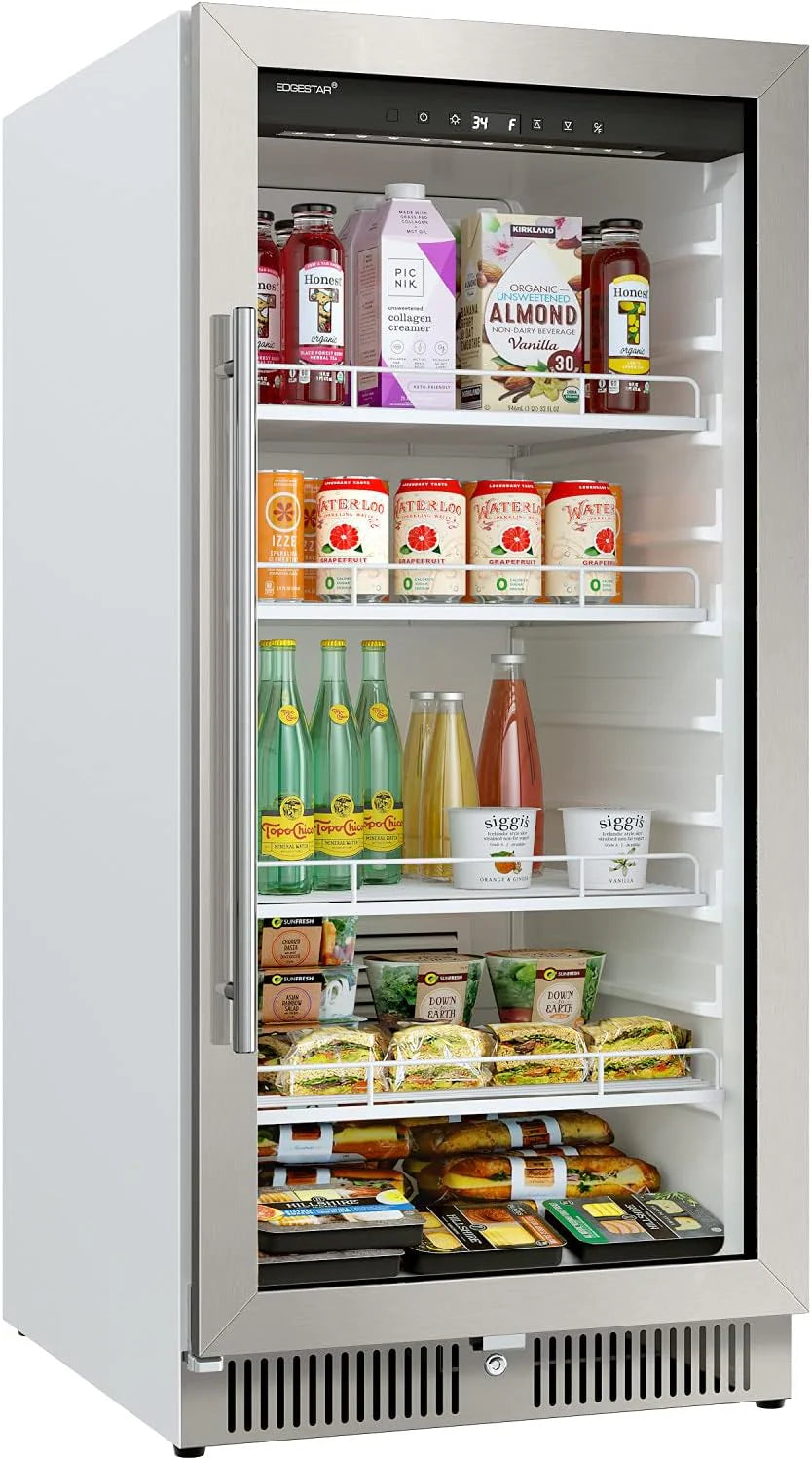 EdgeStar VBM101 22" Wide 10.1 Cu. Ft. Commercial Beverage Merchandiser �C Stainless Steel, Temp Alarm, Reversible Door