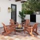 Solid Wood Adirondack Chair with High  Backrest and Wide Armrests