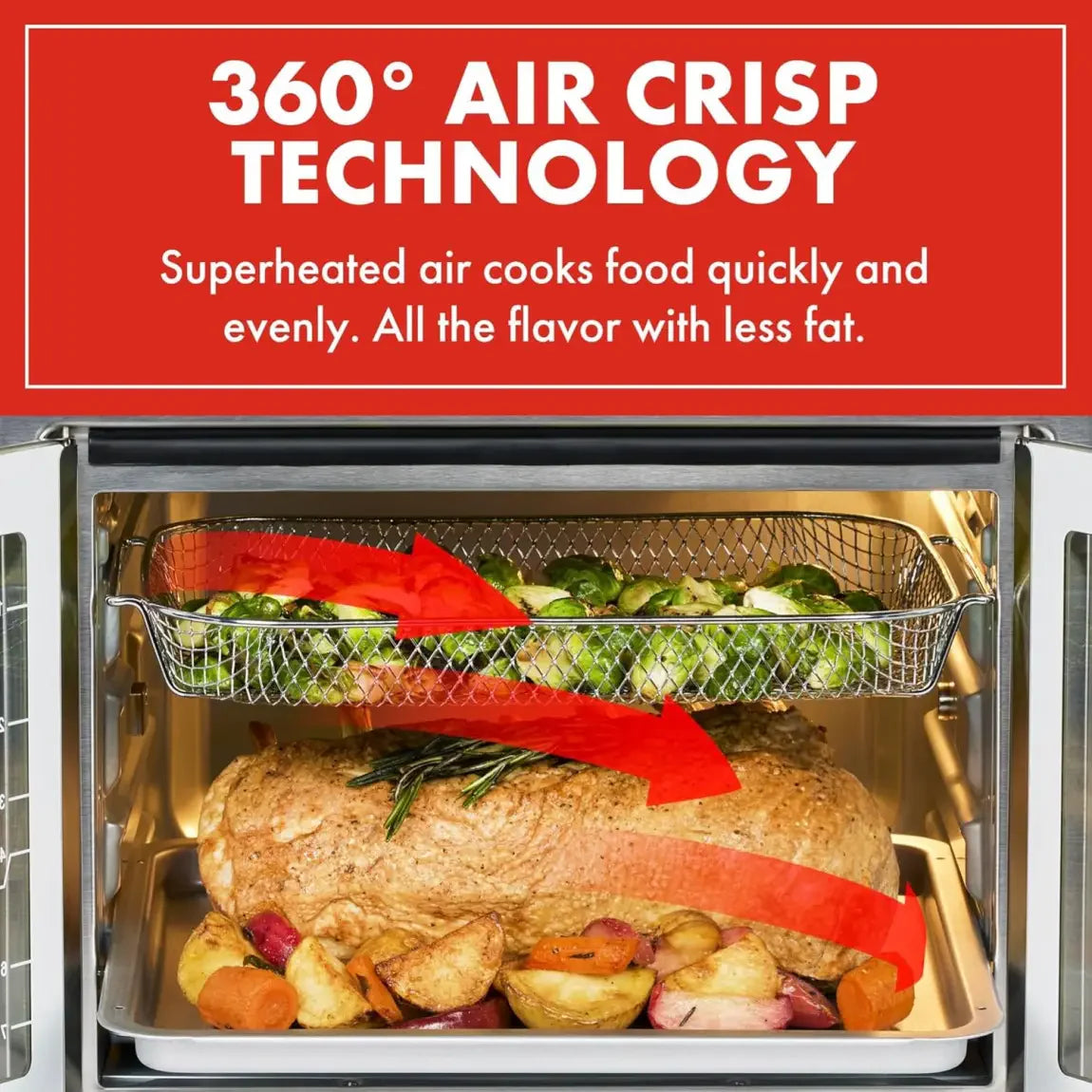 Emeril Lagasse 26 QT Extra Large Air Fryer, Convection Toaster Oven with French Doors, Stainless Steel