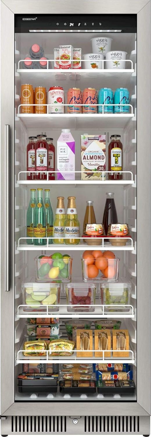 EdgeStar VBM101 22" Wide 10.1 Cu. Ft. Commercial Beverage Merchandiser �C Stainless Steel, Temp Alarm, Reversible Door
