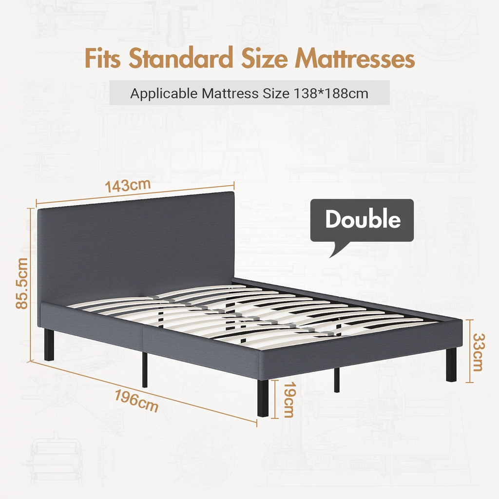 Bed Frame Double Size Mattress Base Upholstered