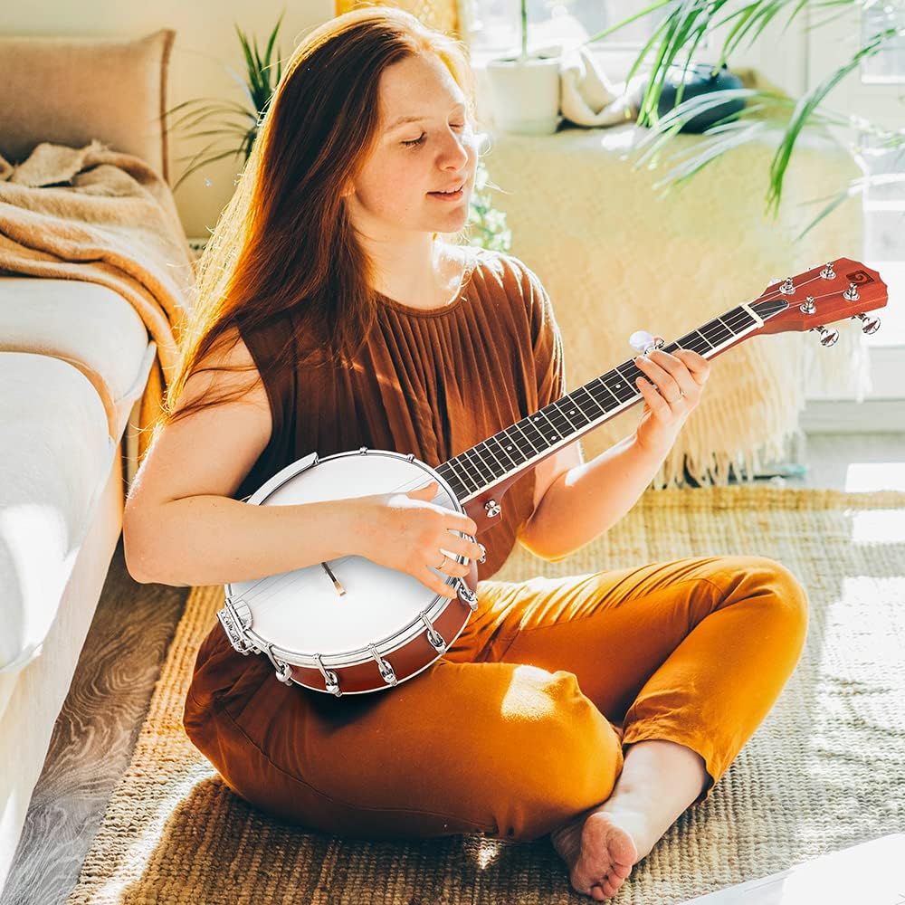 Banjo 5 String Full Size Banjos Set with Resonator, Remo Head, Beginner Banjo Kit with Closed Back, Premium Accessories for Adults, Teenager