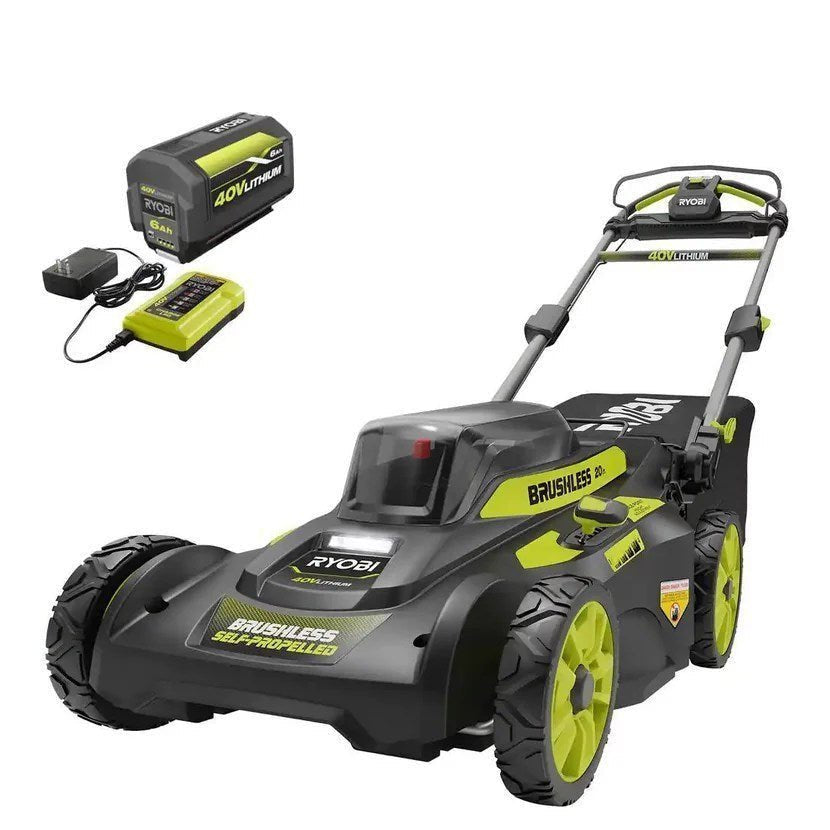 RYOBI 40V Self-Propelled Cordless Lawn Mower | 20” Brushless | 6.0Ah Battery & Charger Included