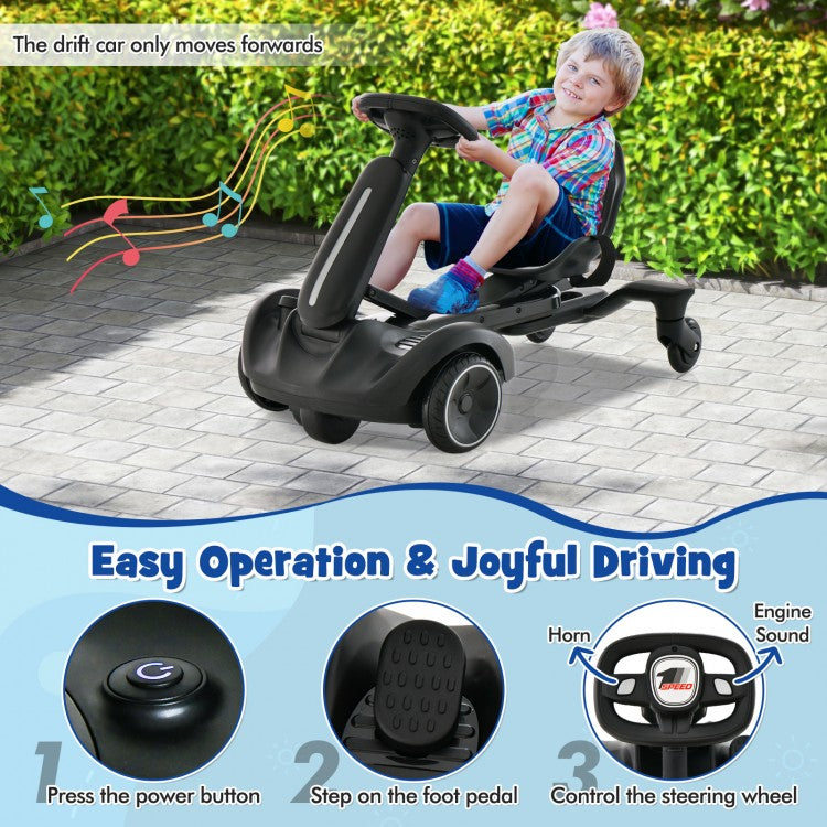 6V Kids Ride on Drift Car with 360° Spin and 2 Adjustable Heights