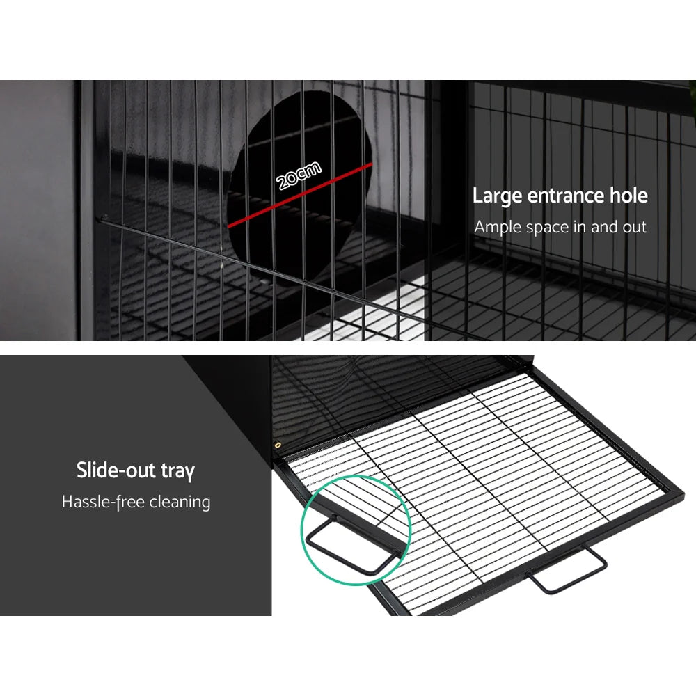 Weatherproof Metal Rabbit Hutch w/ Run & Secure Locks i.Pet