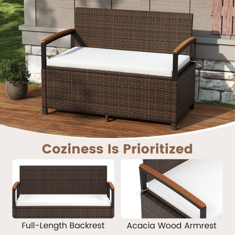 Outdoor Storage Bench Deck Box Patio Furniture with Cushion