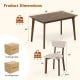 5-Piece Dining Table Set for 4 with Rubber Wood Frame and Padded Set