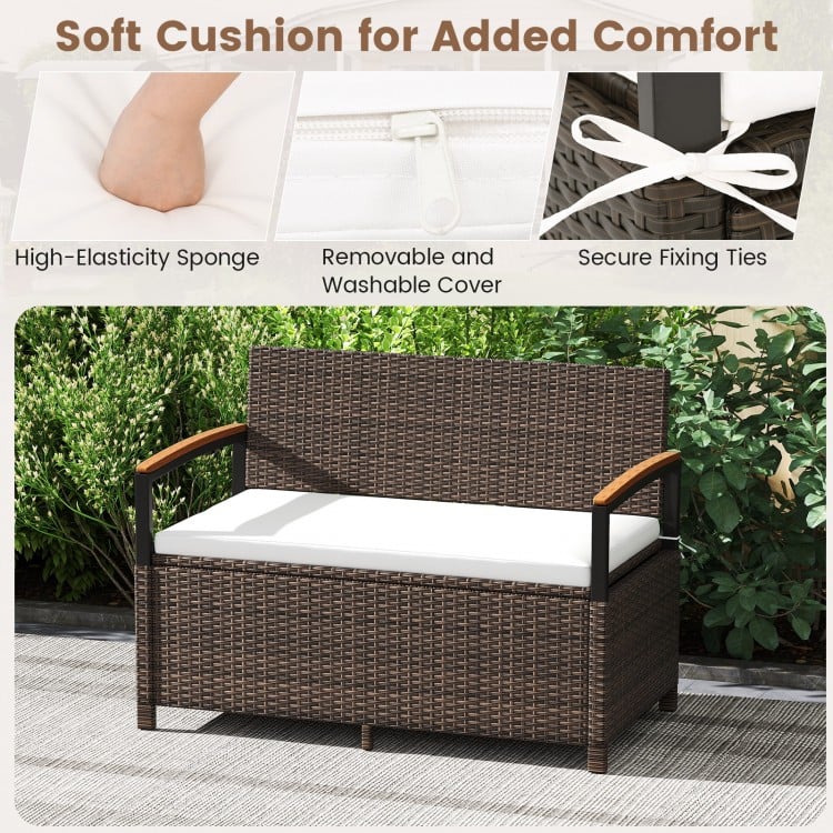 Outdoor Storage Bench Deck Box Patio Furniture with Cushion