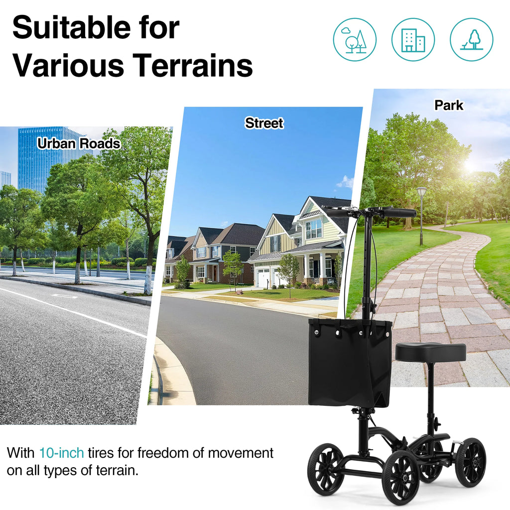 Knee Walker Scooter with 10" Rubber Tires