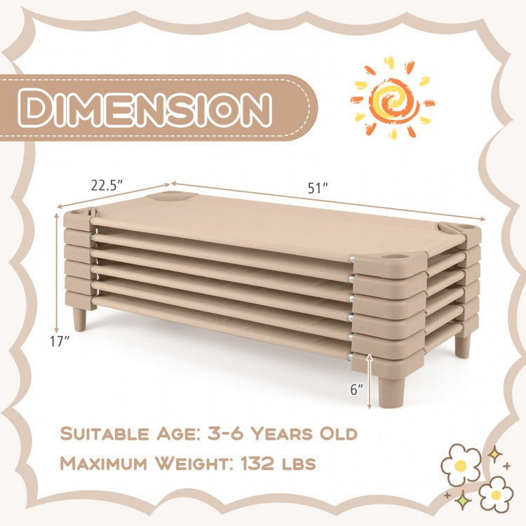 Kids Stackable Daycare Cot Pack of 6 with Detachable Oxford Cloth