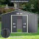 11 x 8 Feet Metal Storage Shed for Garden and Tools with 2 Lockable Sliding Doors