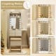 Compact Vanity Desk Set with 3-Color Lighted Mirror and Power Outlets