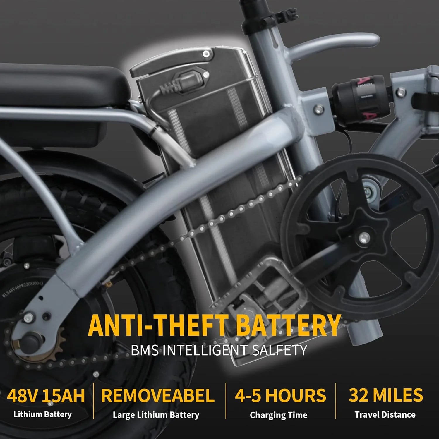 Ebikes for Adults, 400W Motor 22MPH Max Speed, 14�� Tire, 48V 15AH Removable Battery for Electric Bike, Multi-Shock Absorption, City Commuter, Foldable Adult Electric Bicycles