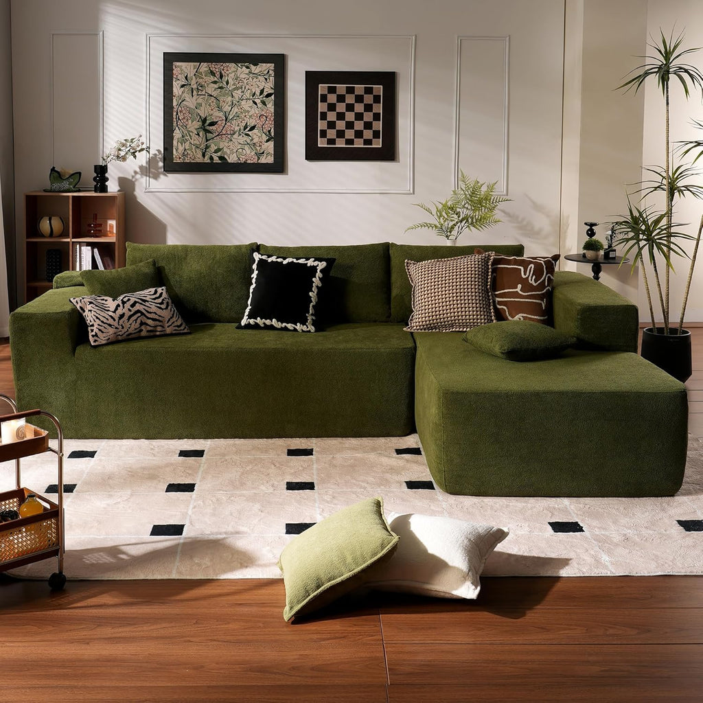 ovios 104" Cloud Sectional Couch with L-Shape Chaise,Modern Modular Sofa with Deep Seat, Upholstered Couches for Living Room Bedroom,No Assembly Required, Black (Corduroy Fabric)