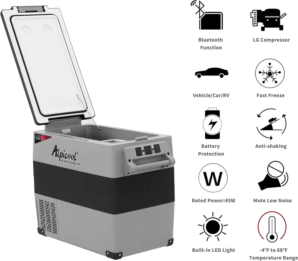 CF45 Portable Refrigerator 12 Volt Car Freezer 42 Quart Mini Fridge Freezer (-4��C~68��C) for Truck, RV, Vehicle, Travel, Outdoor -12/24V DC