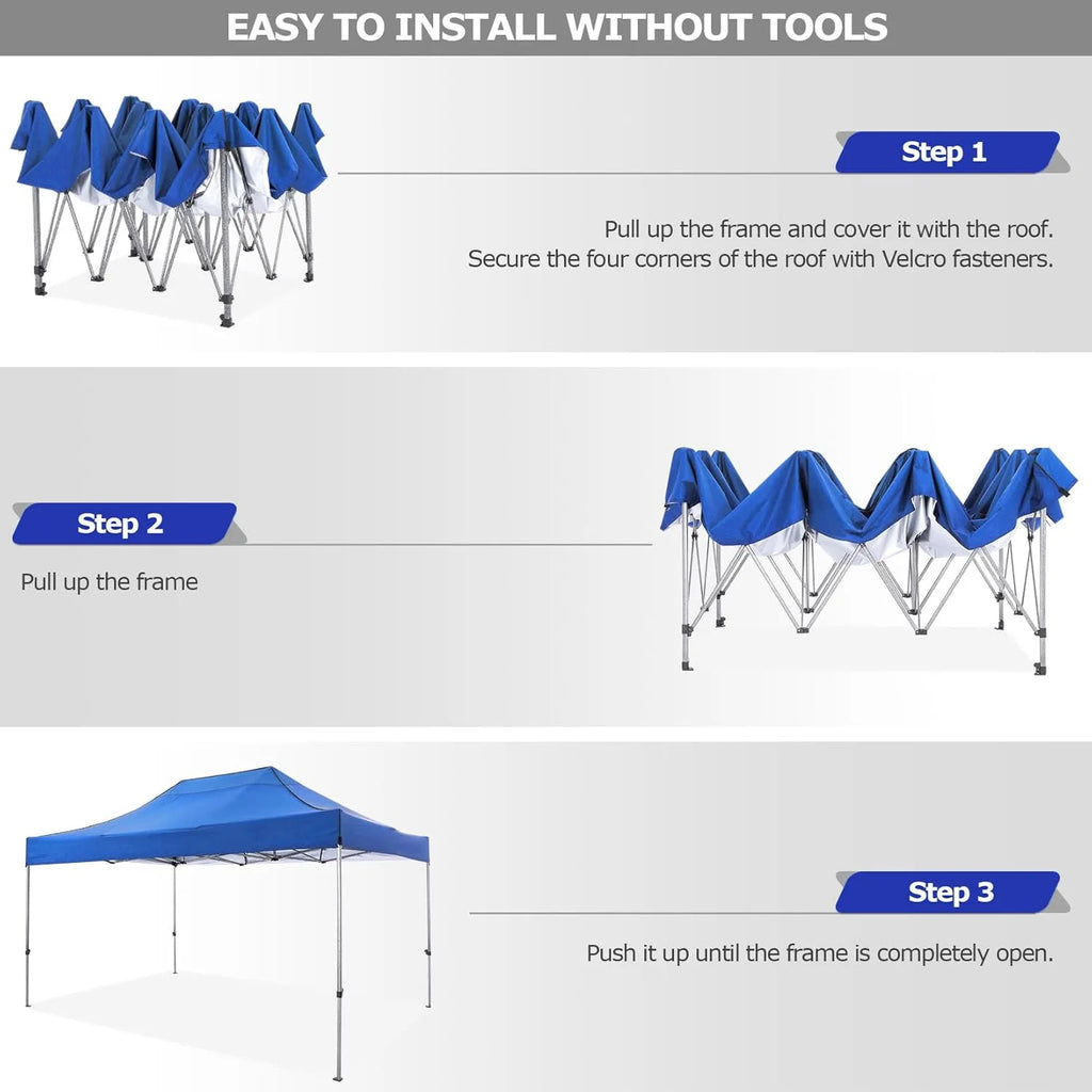 COBIZI 10x20 Heavy Duty Pop up Canopy Tent with 6 sidewalls Easy Up Commercial Outdoor Canopy Wedding Party Tents for Parties All Season Wind & Waterproof Gazebo with Roller Bag,Black(Frame Thickened)