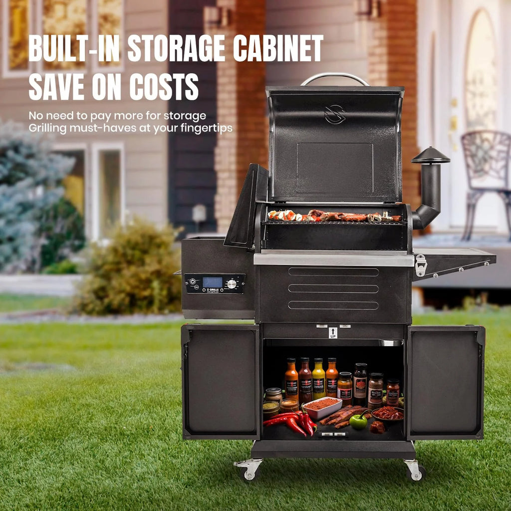 Z GRILLS Wood Pellet Grill Smoker with 552 Cooking Area & Front Shelf for Outdoor BBQ, Smoke, Bake and Roast, 550C