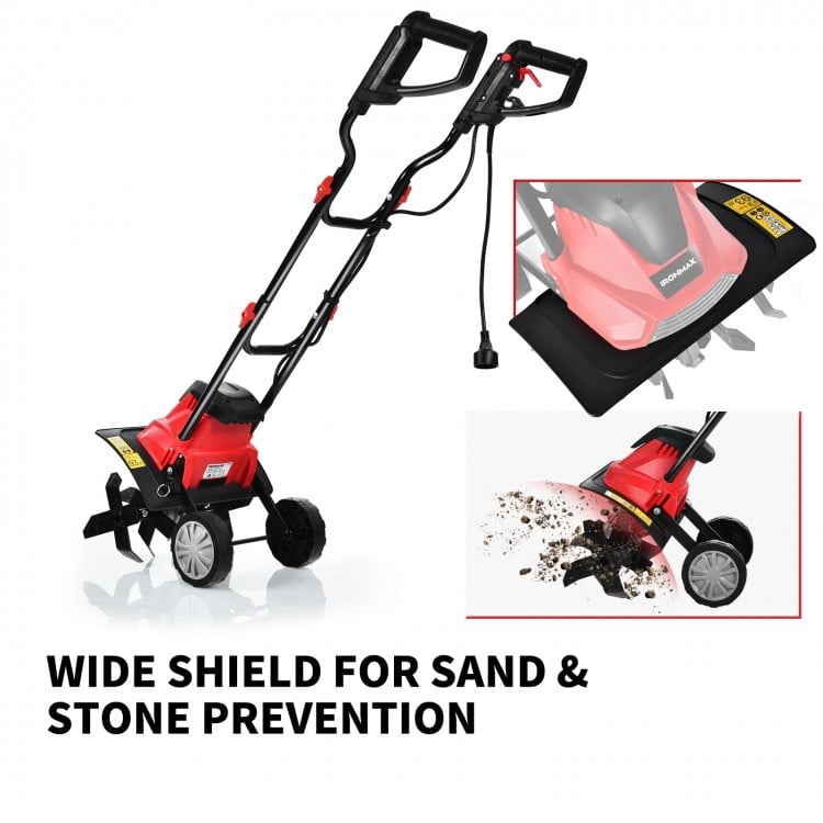 Corded Electric Tiller and Cultivator 9-Inch Tilling Depth