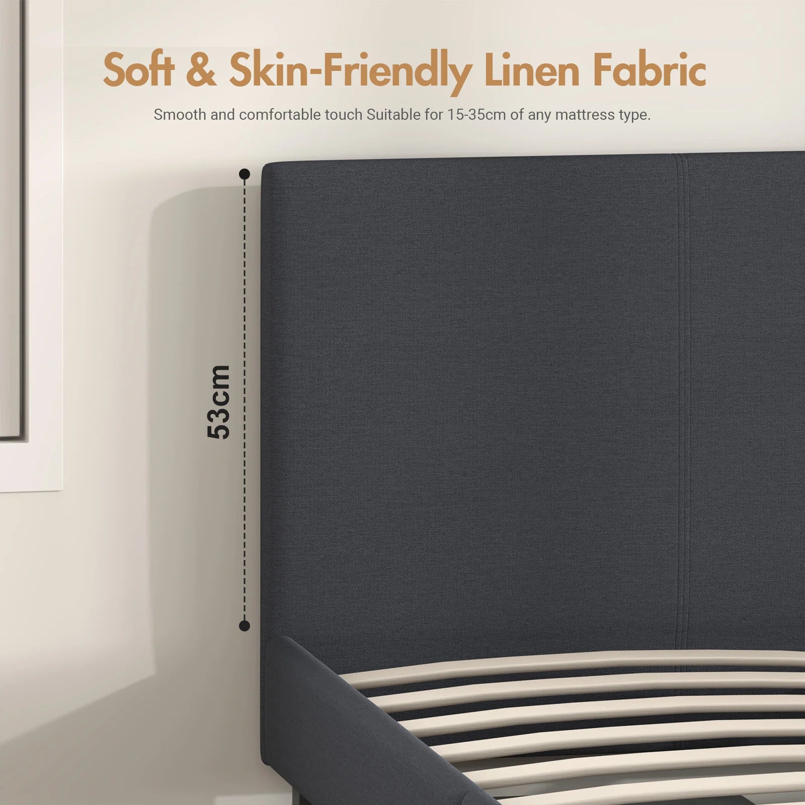 Bed Frame Double Size Mattress Base Upholstered