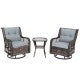 3 Pieces Outdoor Swivel Rocker Set with Small Side Table