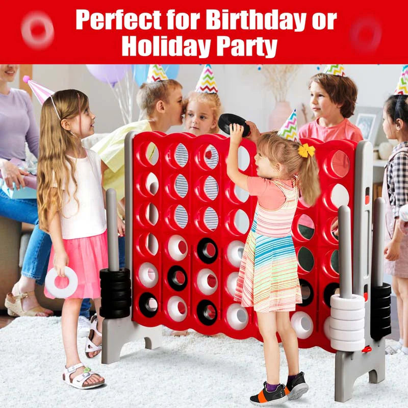 Giant 4-In-A-Row, Jumbo 4-to-Score Giant Game Set with 42 Jumbo Rings & Quick-Release Slider