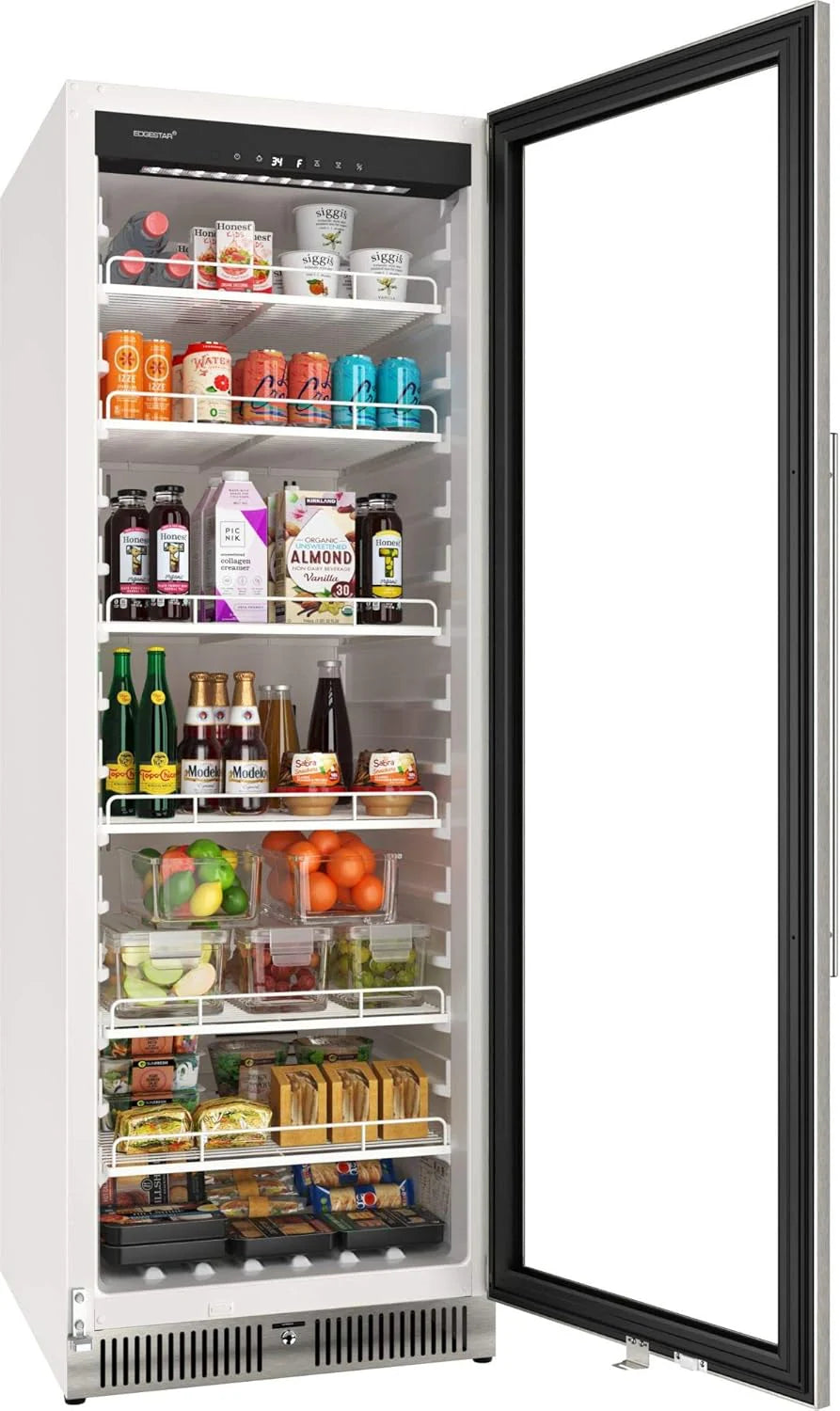 EdgeStar VBM101 22" Wide 10.1 Cu. Ft. Commercial Beverage Merchandiser �C Stainless Steel, Temp Alarm, Reversible Door