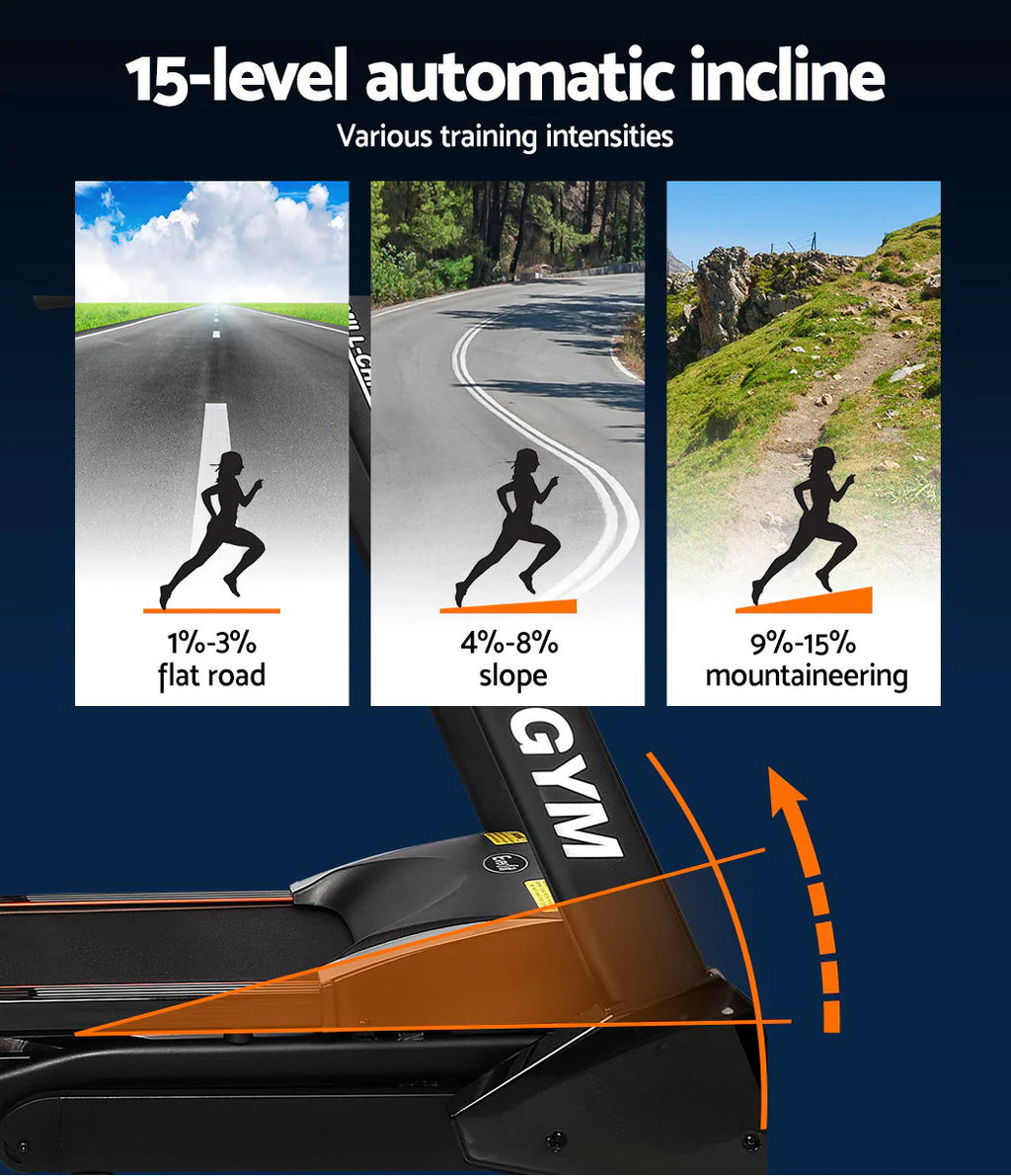 Everfit 480mm Treadmill Electric Auto Incline Home Gym Fitness Black