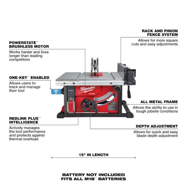 2736-20 M18  ONE-KEY 18-Volt Lithium-Ion Brushless Cordless 8-1/4 in. Table Saw (Tool-Only)