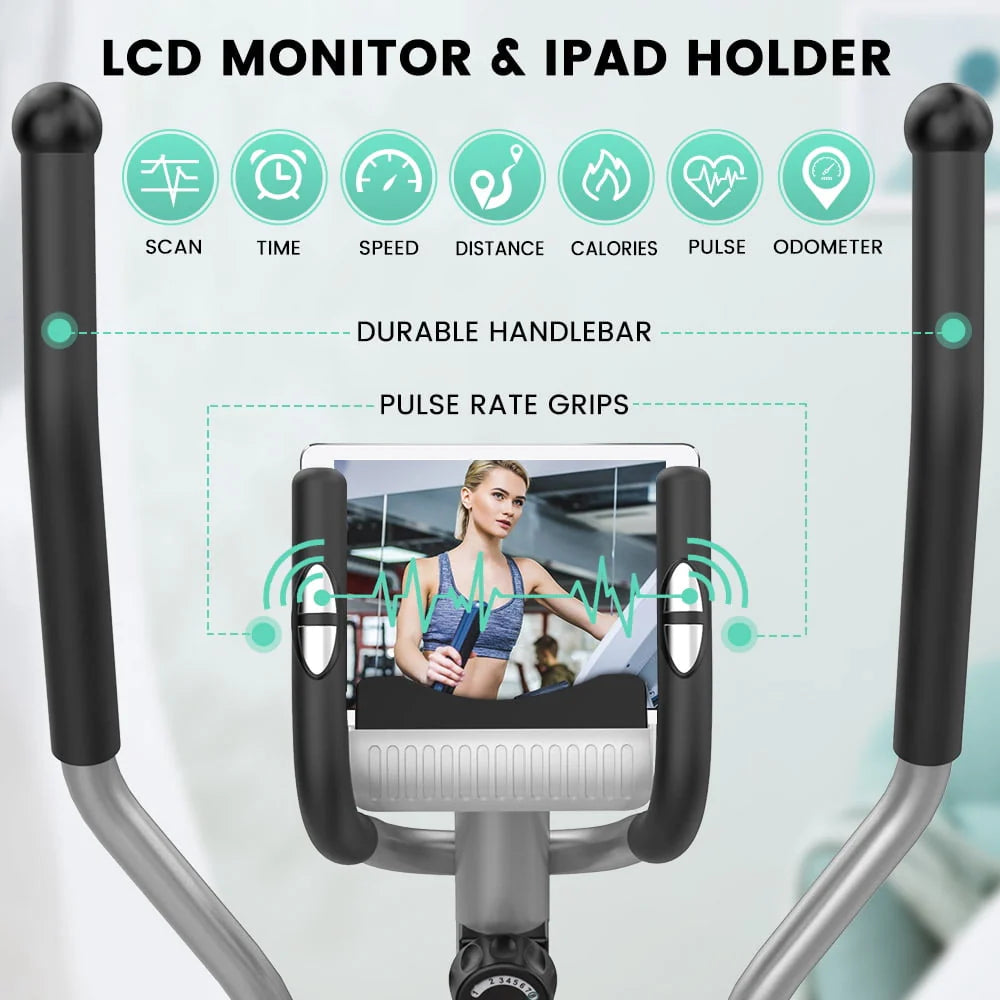 Elliptical Machine, Dripex Magnetic Elliptical Trainers (2023 New Upgraded), Fitness Cardio Cross Trainer w/ 8 Resistance Levels, 6KG Flywheel, Pulse Rate, LCD Monitor, Deivice Holder
