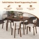 5-Piece Dining Table Set for 4 with Rubber Wood Frame and Padded Set