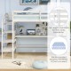 Twin Size Loft Bed with Desk and Storage Stairs Loft Bed Frame with Shelves and Safety Guardrails