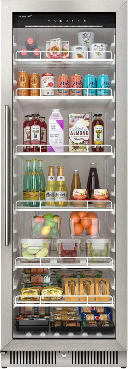 EdgeStar VBM101 22" Wide 10.1 Cu. Ft. Commercial Beverage Merchandiser �C Stainless Steel, Temp Alarm, Reversible Door