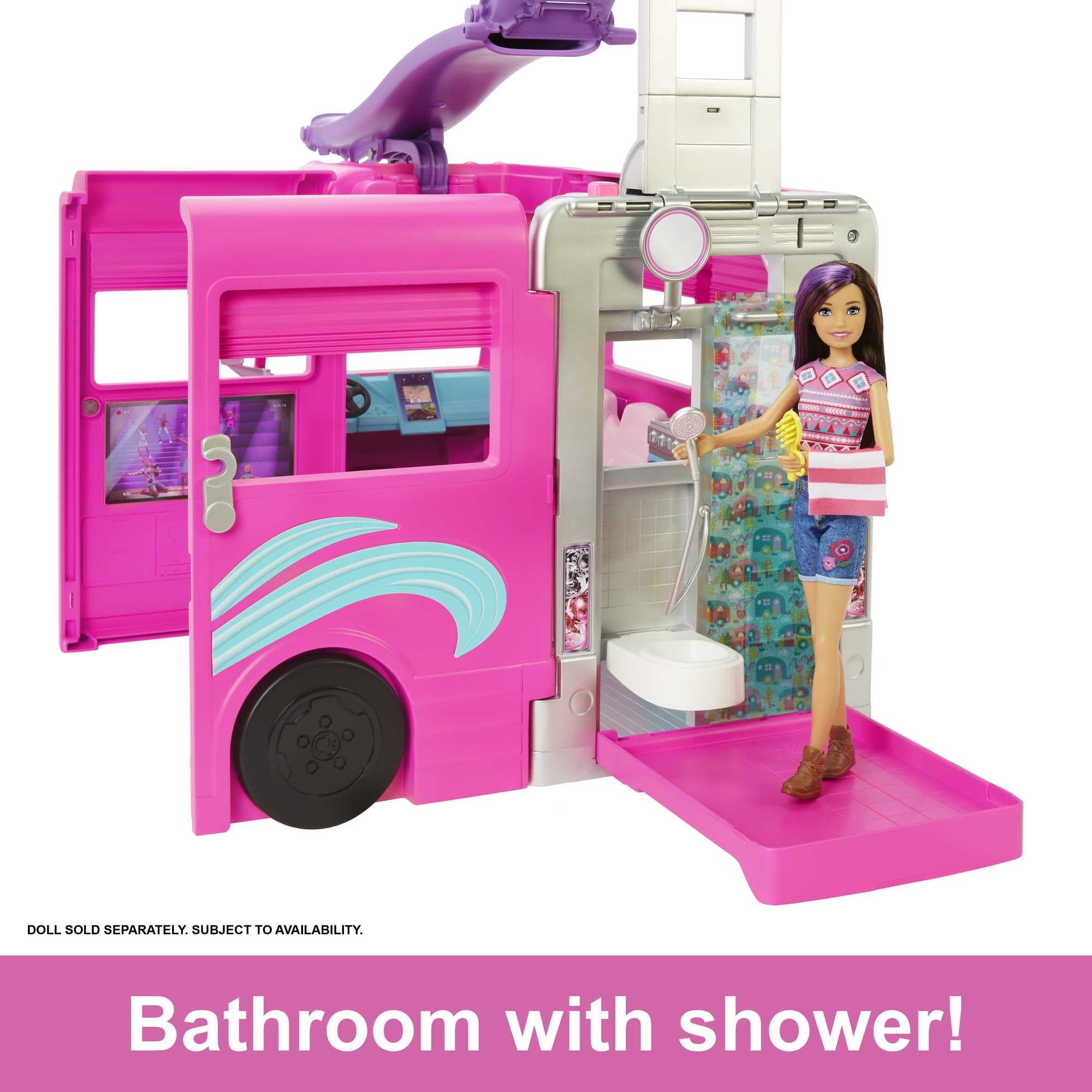 Barbie Dream Camper Van Playset with Pets, Pool & Slide – 60+ Accessories for Ages 3+