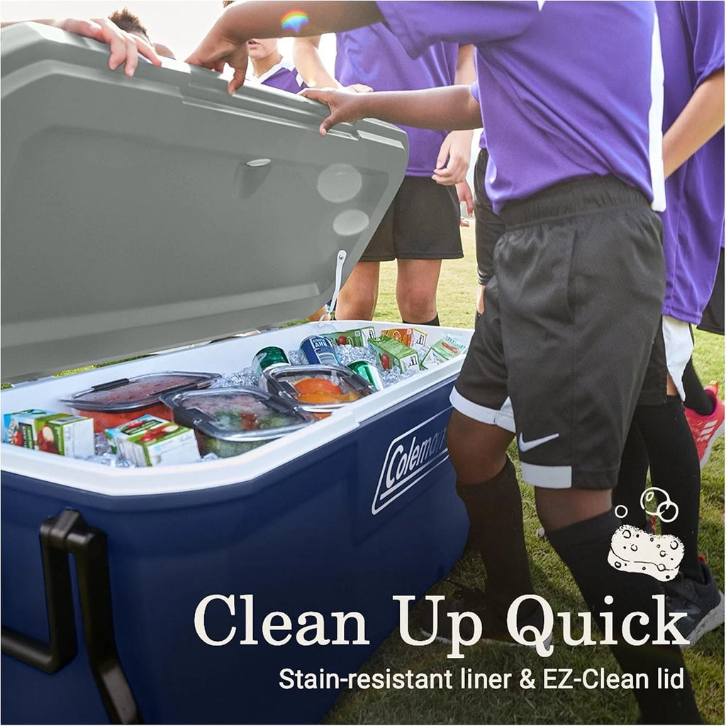 Coleman Classic Series Insulated Portable Wheeled Cooler, Leak-Resistant Outdoor Hard Cooler Keeps Ice up to 5 Days, 100-Quart