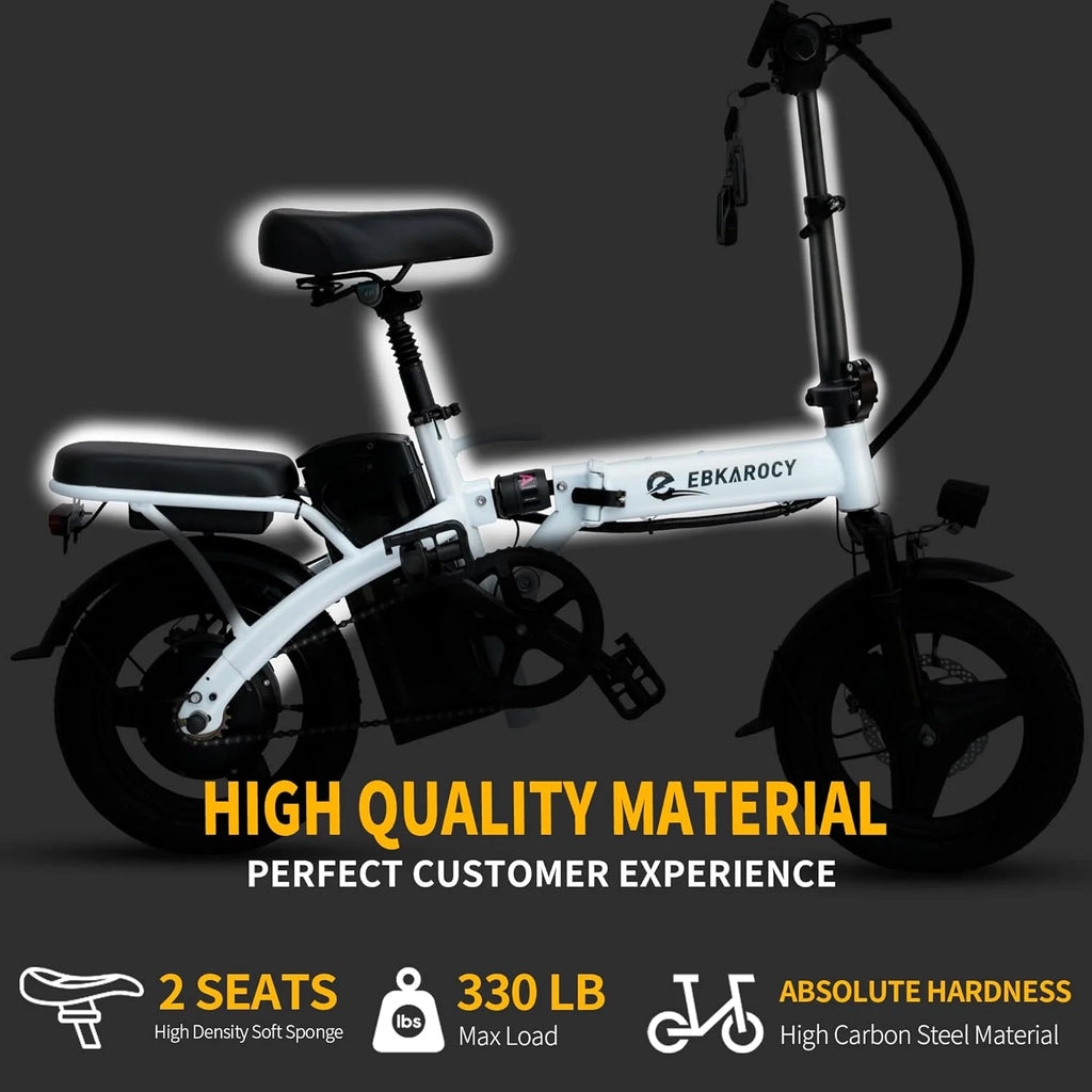 Ebikes for Adults, 400W Motor 22MPH Max Speed, 14�� Tire, 48V 15AH Removable Battery for Electric Bike, Multi-Shock Absorption, City Commuter, Foldable Adult Electric Bicycles