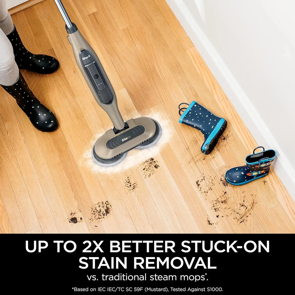 Shark Steam & Scrub Mop, Gold – 3 Steam Modes, LED Headlights, 4 Washable Pads, For Sealed Hard Floors