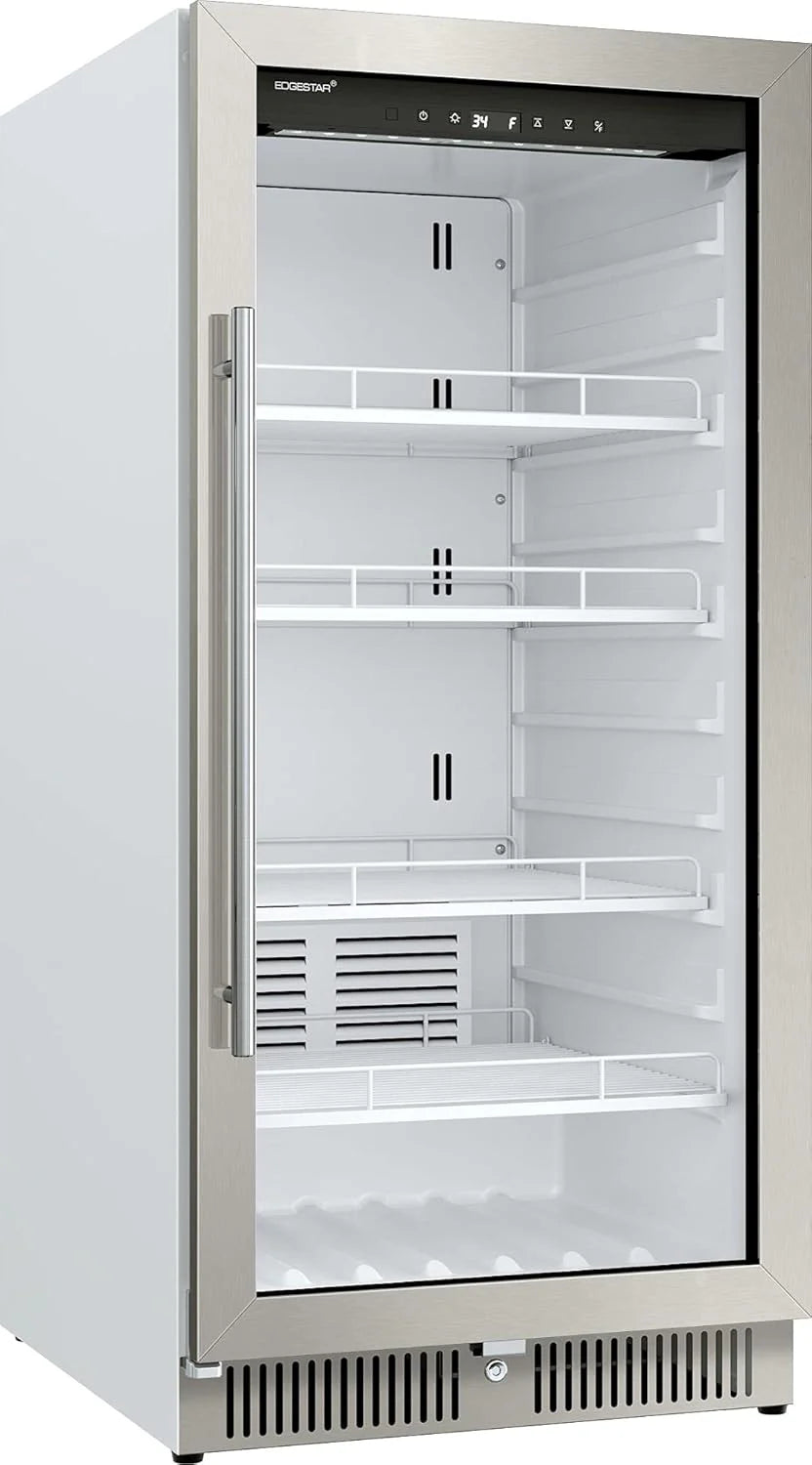 EdgeStar VBM101 22" Wide 10.1 Cu. Ft. Commercial Beverage Merchandiser �C Stainless Steel, Temp Alarm, Reversible Door