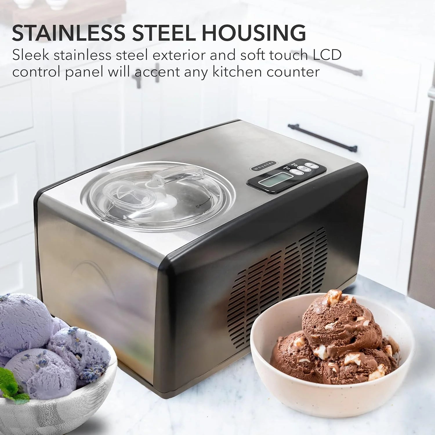 Whynter ICR-300SS 0.5-Quart Stainless Steel Rolled Ice Cream Maker With Compressor