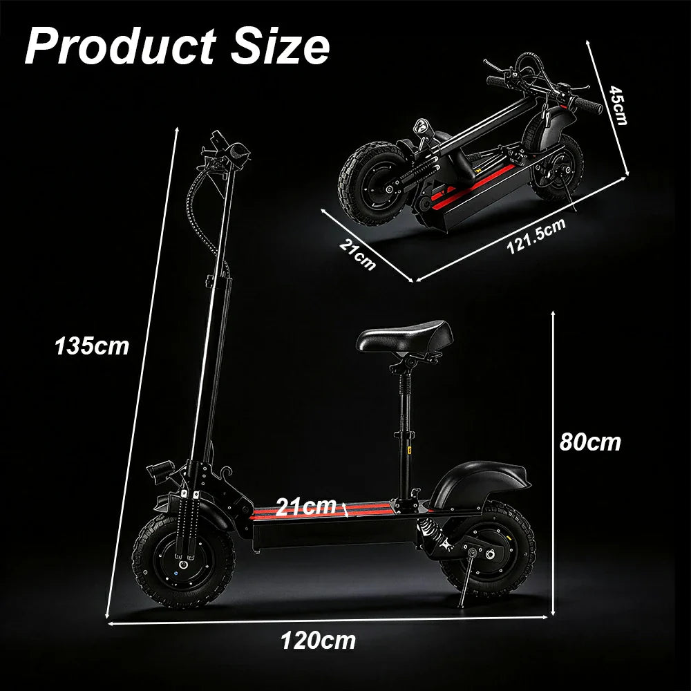 All Terrain Electric Scooter with 2000W Power Motors and 11-Inch Vacuum Tires, 4-mode, Black